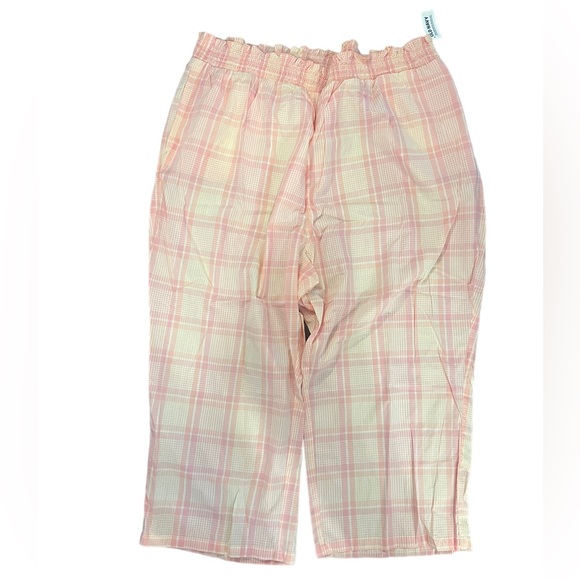 Old Navy NWT High-Waisted Cropped Smocked Pink Plaid Pajama Pants 4x - Picture 2 of 7